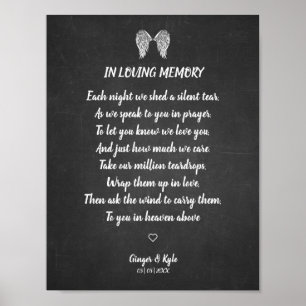 Wedding Memorial Chalk Blackboard Effect Dear Ones Poster