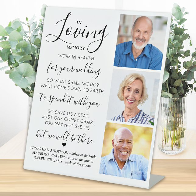 Wedding Memorial Custom 3 Photo In Loving Memory  Pedestal Sign (Creator Uploaded)