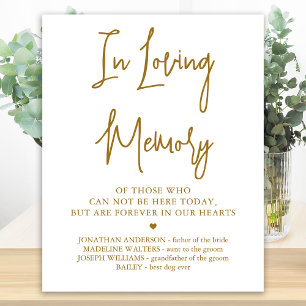 Wedding Memorial Elegant Gold In Loving Memory Poster
