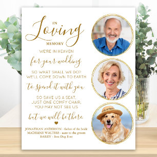 Wedding Memorial Gold 3 Photo In Loving Memory Poster