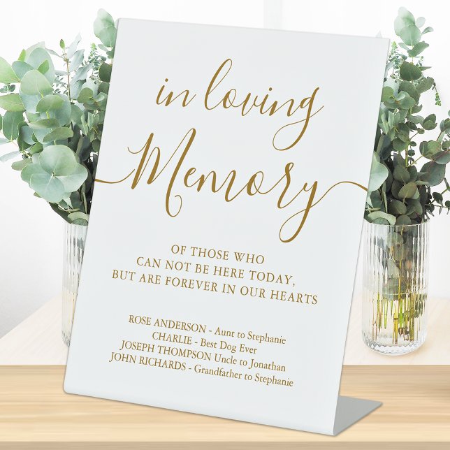 Wedding Memorial Gold Personalised Loving Memory Pedestal Sign (Creator Uploaded)