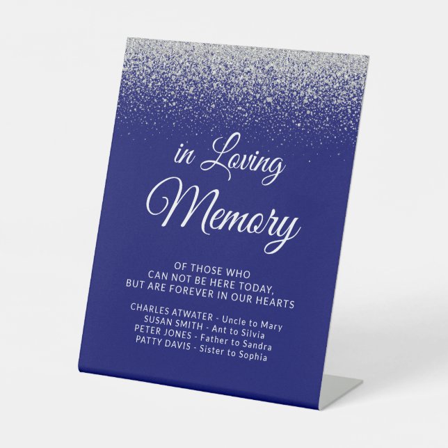 Wedding Memorial In Loving Memory Royal Blue  Pedestal Sign (Front)