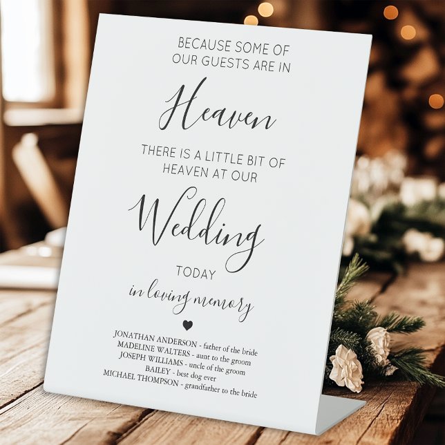 Wedding Memorial Modern Personalised Heaven Poem  Pedestal Sign (Creator Uploaded)