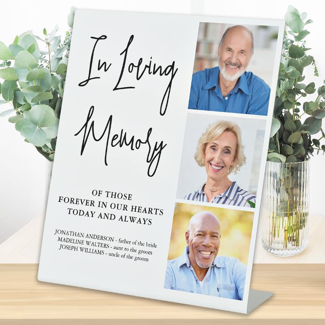 Wedding Memorial Personalise 3 Photo Loving Memory Pedestal Sign (Creator Uploaded)