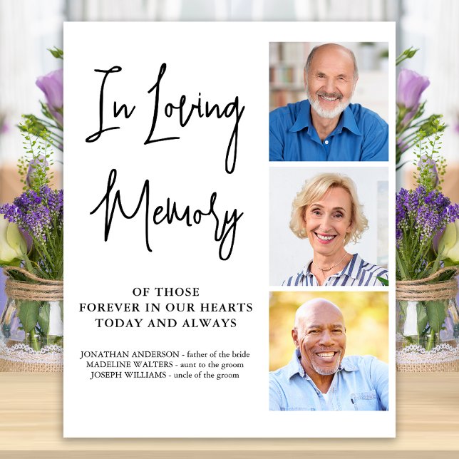 Wedding Memorial Personalise 3 Photo Loving Memory Poster (Creator Uploaded)