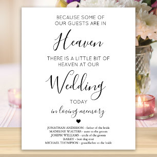 Wedding Memorial Personalised Heaven Poem Poster