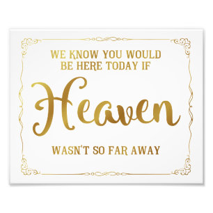wedding memorial sign, remembrance, gold photo print