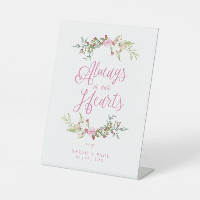 Wedding Memorial Table Floral Motivational Quote Pedestal Sign (Front)