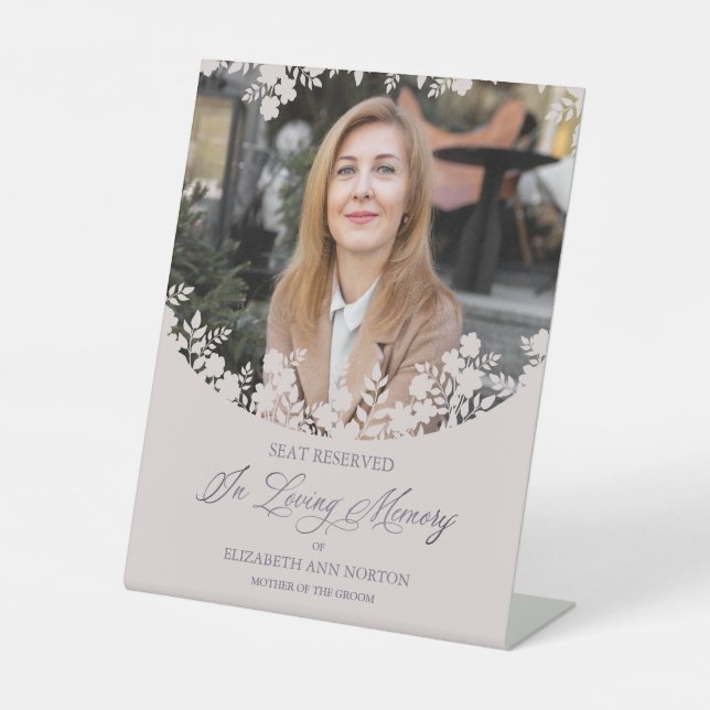 Wedding Memorial Table Wildflowers Frame Photo Pedestal Sign (Front)