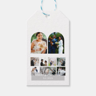 Wedding Memories 10 Photo Collage Couple Template Gift Tags