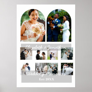 Wedding Memories 10 Photo Collage Couple Template Poster
