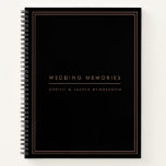 Wedding Memories Elegant Faux Rose Gold and Black Notebook<br><div class="desc">An elegant wedding memories notebook featuring modern minimalist typography and a double border in faux rose gold on a simple black background. The text can easily be personalised to make a design as unique as you are!</div>