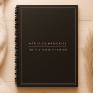 Wedding Memories Elegant Faux Rose Gold and Black Notebook
