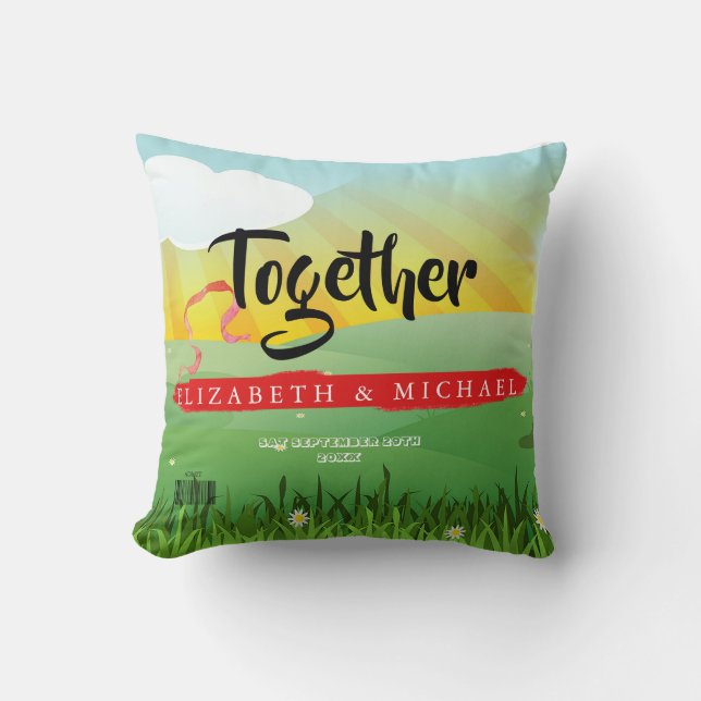 Wedding Memory Newly Weds Modern Rustic Festival Cushion (Front)