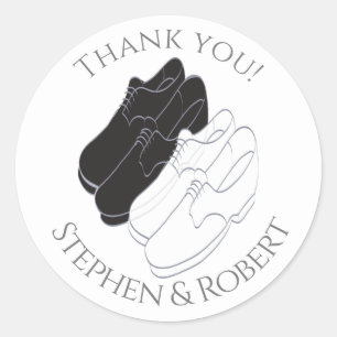 Wedding Mens Shoes Black and White Classic Round Sticker