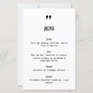 Wedding menu Apostrophe