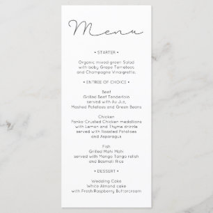 Wedding Menu  - Bridal Shower Menu - Light