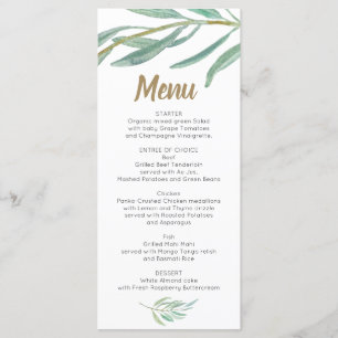 Wedding Menu - Bridal Shower Menu Rustic Greenery