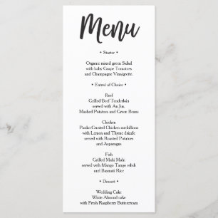 Wedding Menu  - Bridal Shower Menu - Sweet