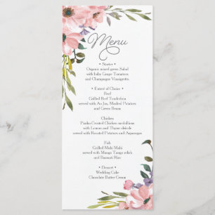 Wedding Menu  - Bridal Shower Menu Tea Rose