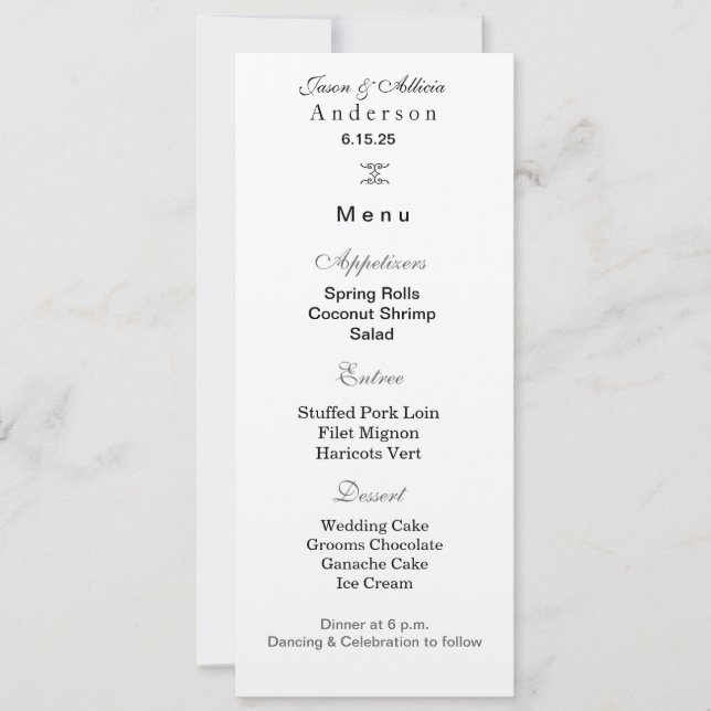 Wedding Menu Card (Front)