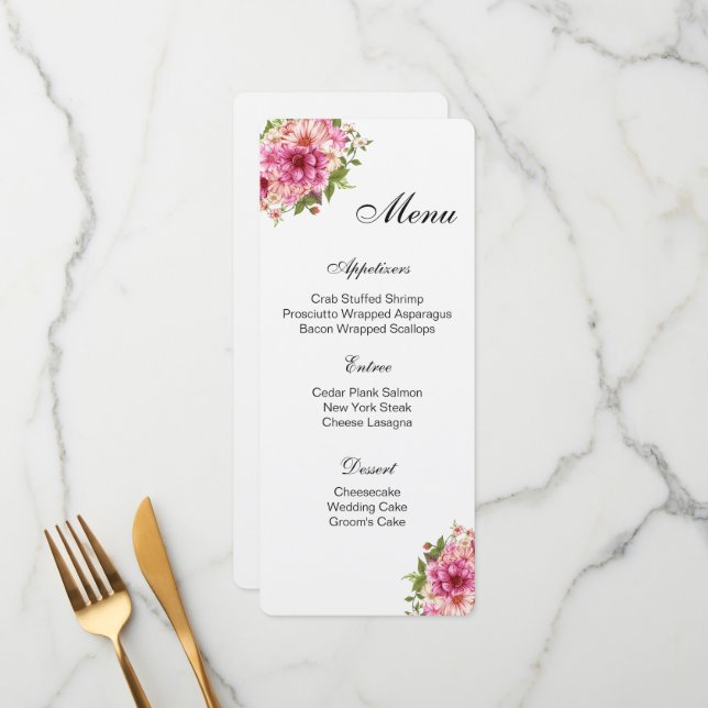 Wedding Menu Card (Front/Back In Situ)