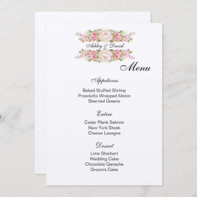 Wedding Menu Card (Front/Back)