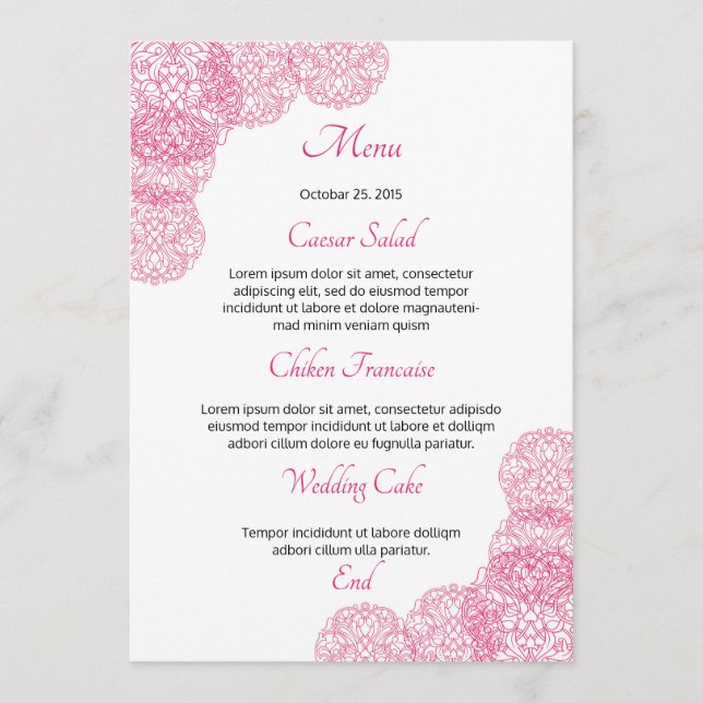 Wedding Menu Card (Front)
