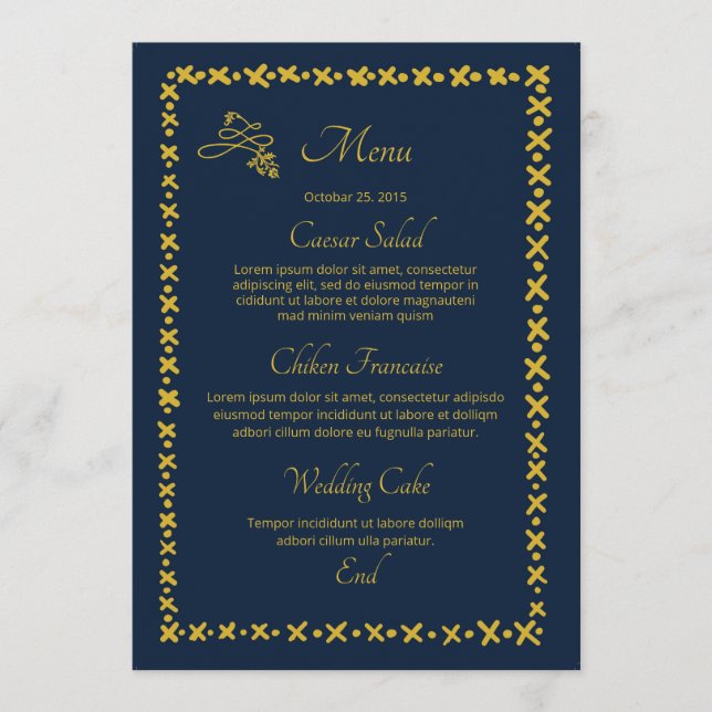 Wedding Menu Card (Front)