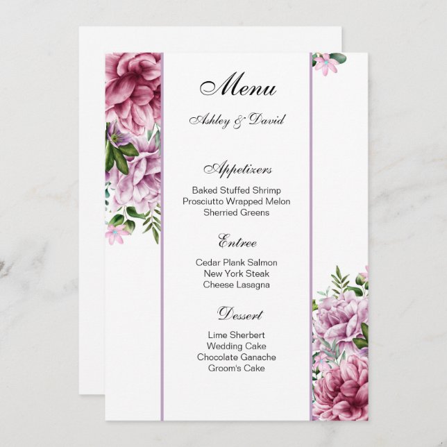 Wedding Menu Card (Front/Back)