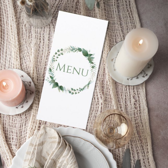 Wedding Menu Card with Botanical Wreath Design (Creator Uploaded)
