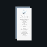 Wedding Menu Cards Watercolor Botanical Leaves<br><div class="desc">These wedding menu cards feature watercolor botanical leaves in shades of dusty blue. Use the template fields to diy your custom dinner items. Order samples cards or print larger orders. An elegant choice for rustic and garden themed weddings. To see more designs like this visit www.zazzle.com/dotellabelle Unique art and design...</div>