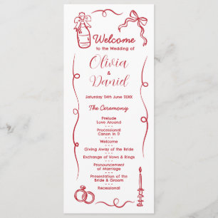 Wedding Menu Ceremony Hand Drawn Whimsical 