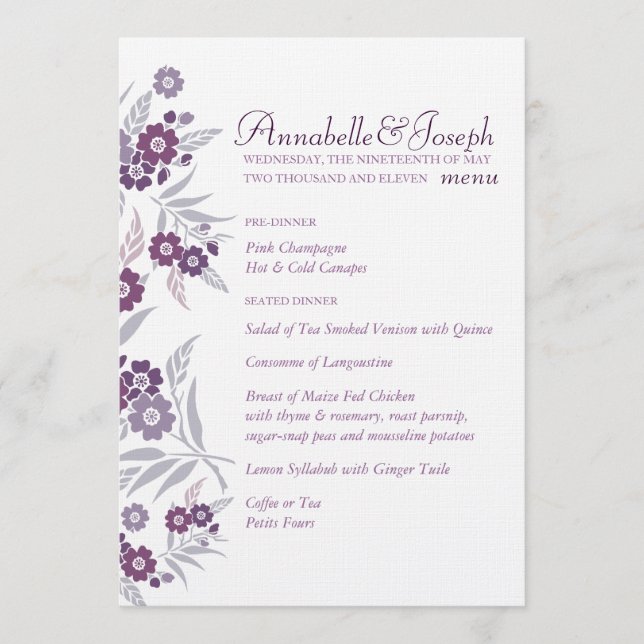 Wedding Menu - Cherry Blossom (Front)