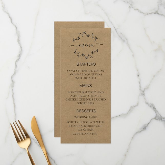 Wedding Menu Craft Paper  (Front/Back In Situ)