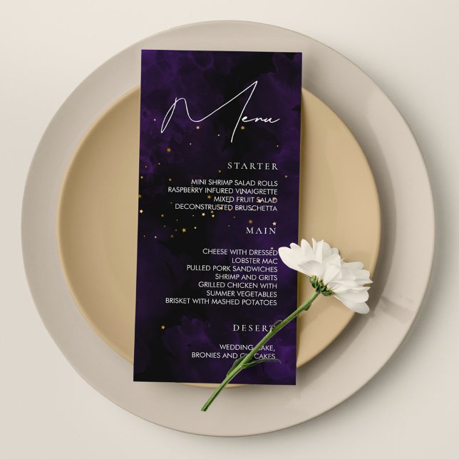 Wedding Menu Dark Purple Magical Gold (Creator Uploaded)