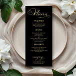 Wedding Menu Elegant Black Gold Faux Foil Script<br><div class="desc">Elevate your wedding experience to new heights of sophistication and glamor with our stunning black and gold modern wedding suite! Customize it effortlessly with just a few clicks and create a celebration that’s uniquely yours. If you have any questions, need assistance, or want to tweak any details, don’t hesitate to...</div>