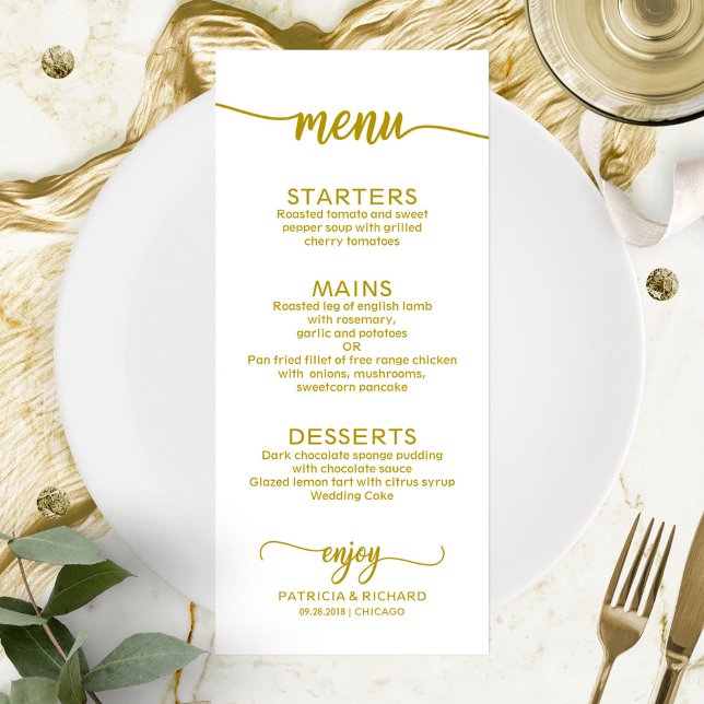 Wedding Menu Elegant Calligraphy  Gold (Creator Uploaded)