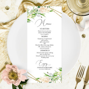 Wedding Menu Elegant Geometric Greenery