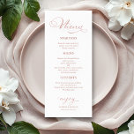 Wedding Menu Elegant Rose Gold Foil Calligraphy<br><div class="desc">Transform your wedding day into a celebration of sophistication and elegance with our stunning rose gold calligraphy modern wedding suite! You can personalise it with just a few clicks to express your unique love story. This inspiring collection includes everything you need to create a beautifully cohesive atmosphere, featuring matching menu...</div>