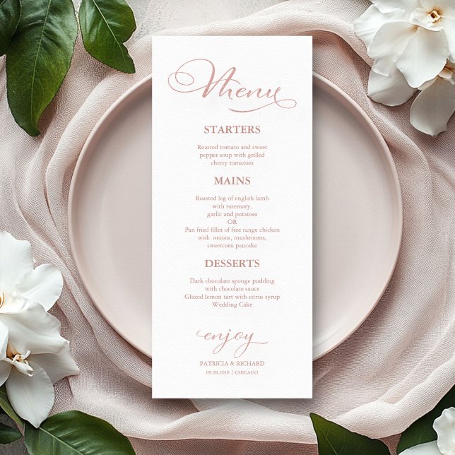 Wedding Menu Elegant Rose Gold Foil Calligraphy (Creator Uploaded)