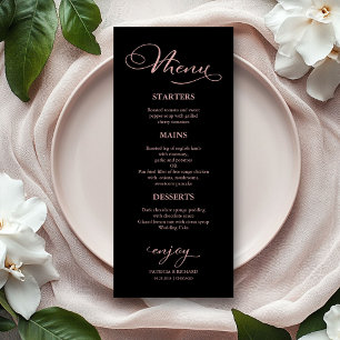 Wedding Menu Elegant Rose Gold Foil Calligraphy