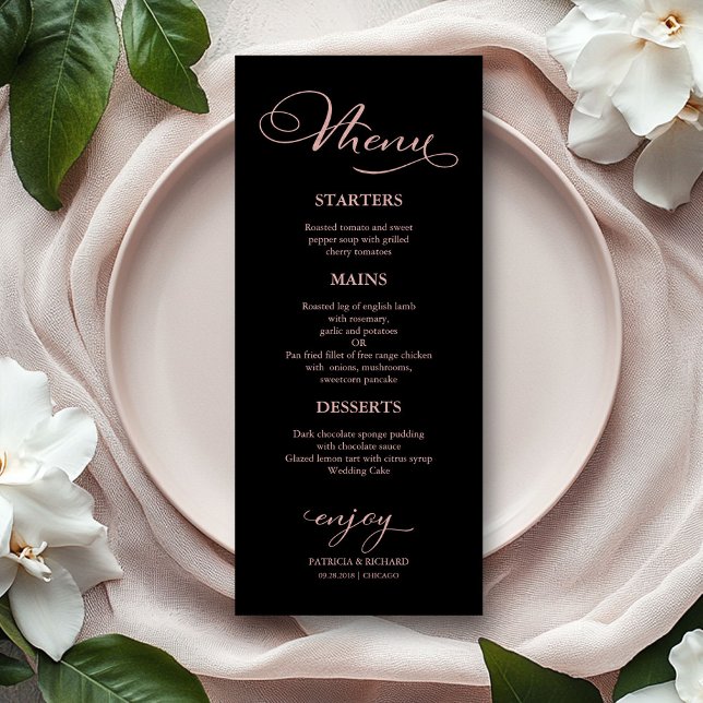 Wedding Menu Elegant Rose Gold Foil Calligraphy (Creator Uploaded)