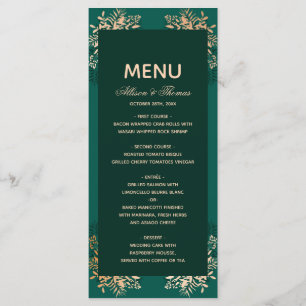 Wedding Menu Emerald gold herb