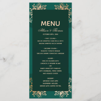 Wedding Menu Emerald gold herb