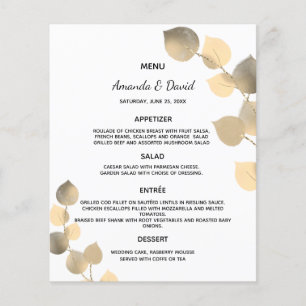 Wedding Menu eucalyptus golden botanical