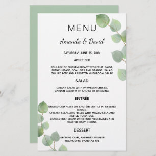Wedding Menu eucalyptus greenery botanical