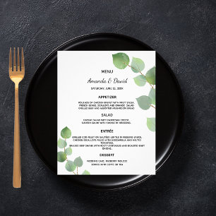 Wedding Menu eucalyptus greenery botanical budget