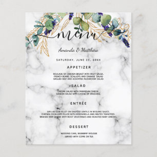 Wedding Menu eucalyptus greenery marble gold 