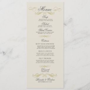 Wedding Menu Gold Frame & Off White Background